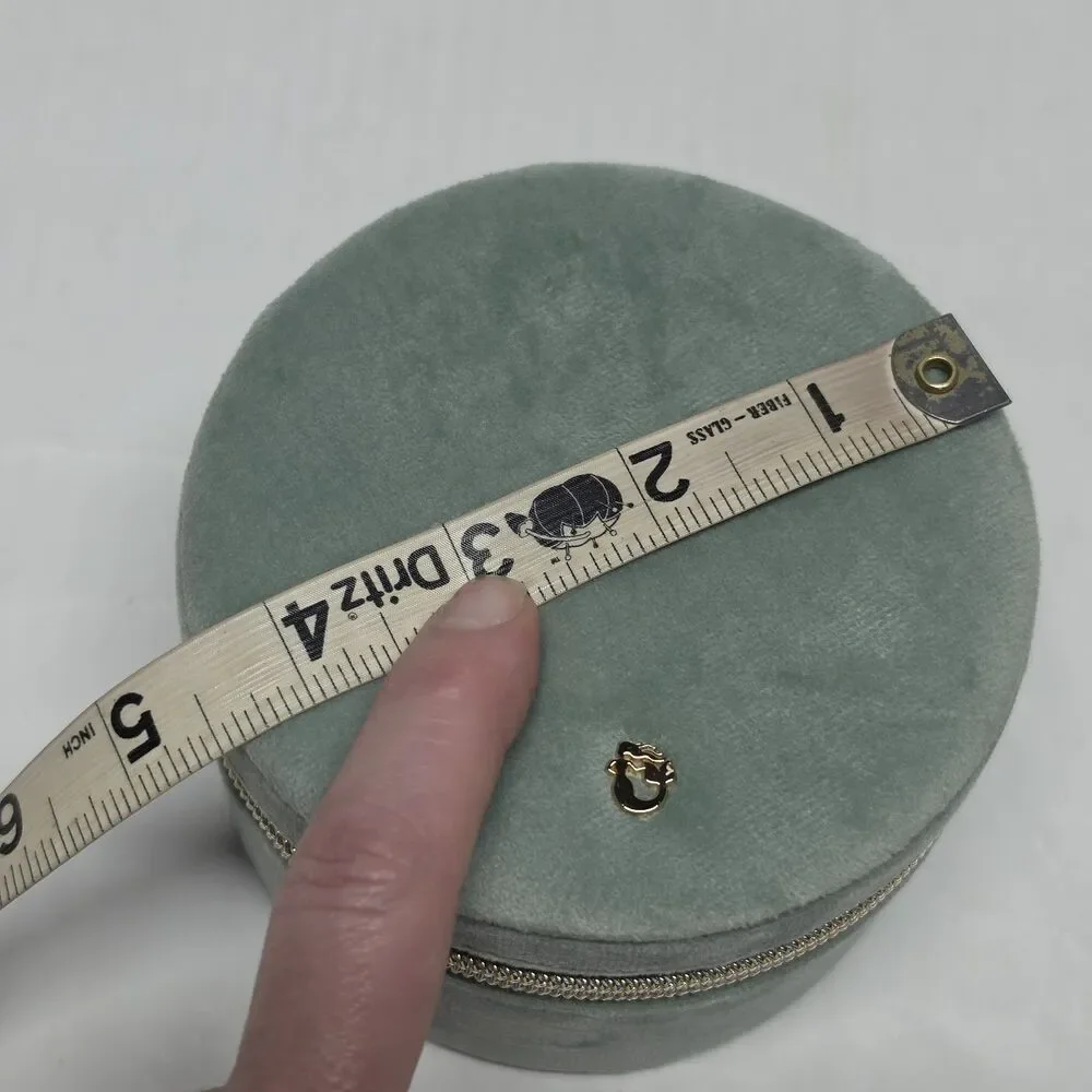 NWOT Spartina 449 Round Jewelry Travel Case Dusty Blue Velvet Organizer Box